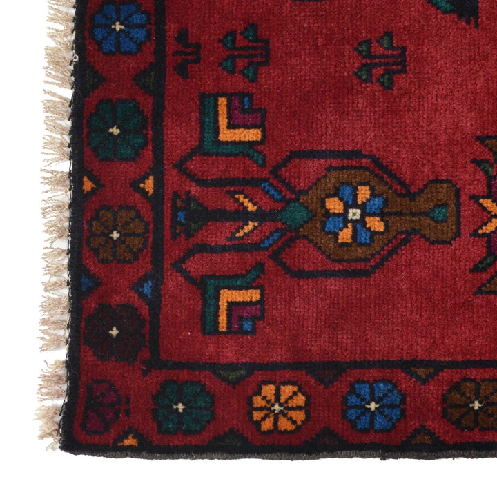 Red Afghan Pictorial Rug 2' 10" x 4' 6" Hand-Knotted | No. AL72328