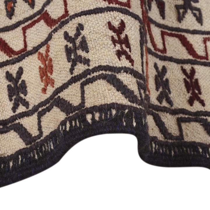 White Afghan Soumak Rug 4' 4" x 6' 4" Flat-Weave | No. AL72333