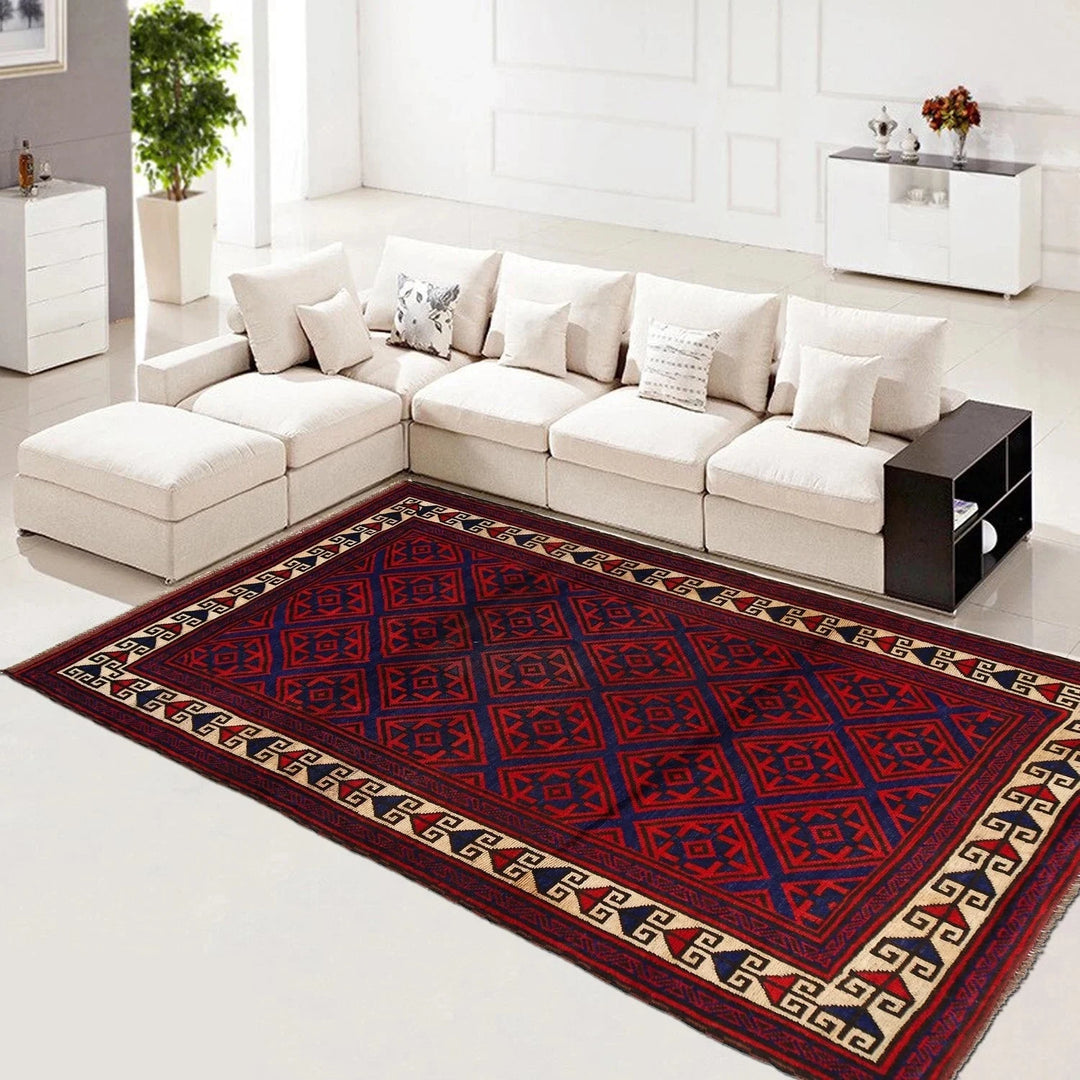 Afghan Baluchi Rug 5' 7" x 8' 6" Hand-Knotted | No. AL72339