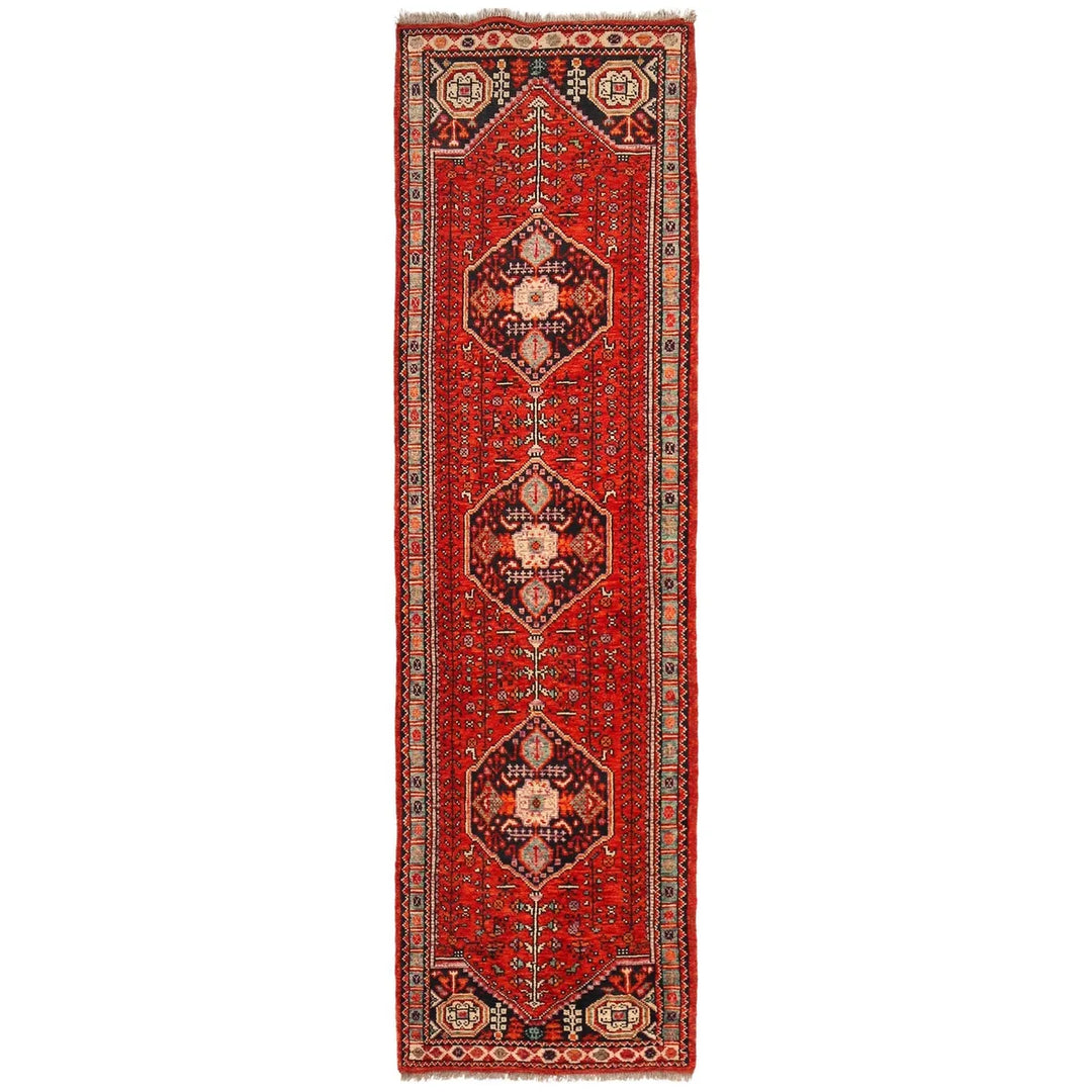 Red Afghan Shiraz Rug 2' 7" x 9' 7" Hand-Knotted | No. AL72352