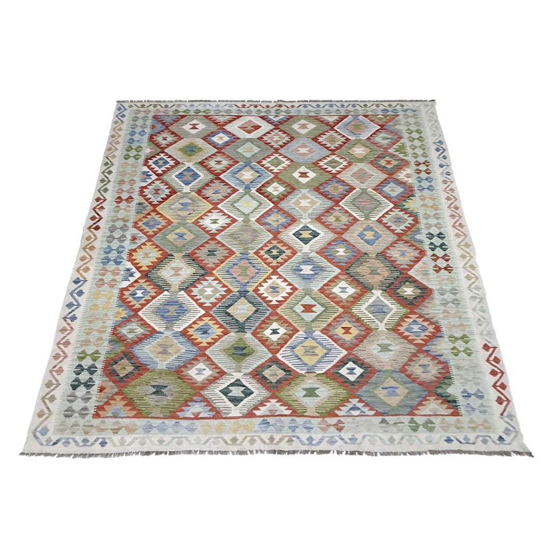 Afghan Kilim Rug 8' 0" x 9' 11" Flat-Weave | No. AL72381