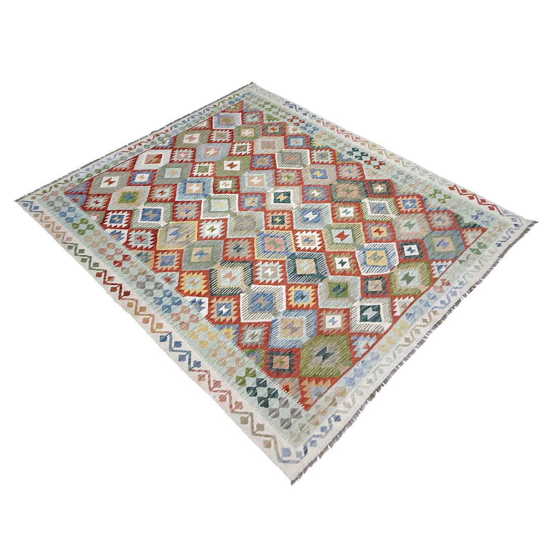 Afghan Kilim Rug 8' 0" x 9' 11" Flat-Weave | No. AL72381