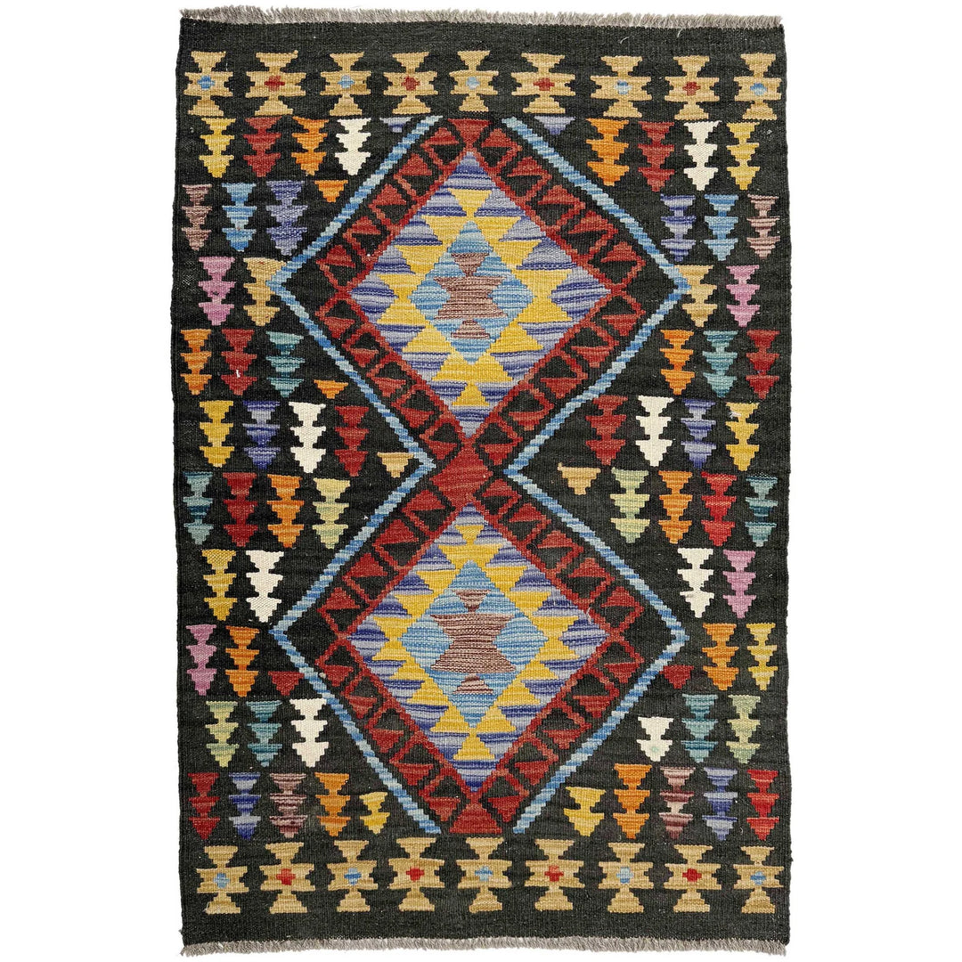 Afghan Vegetable Kilim Rug 2' 7" x 4' 0" Flat-Weave | No. AL724280