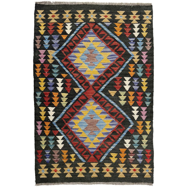 Afghan Vegetable Kilim Rug 2' 7" x 4' 0" Flat-Weave | No. AL724280