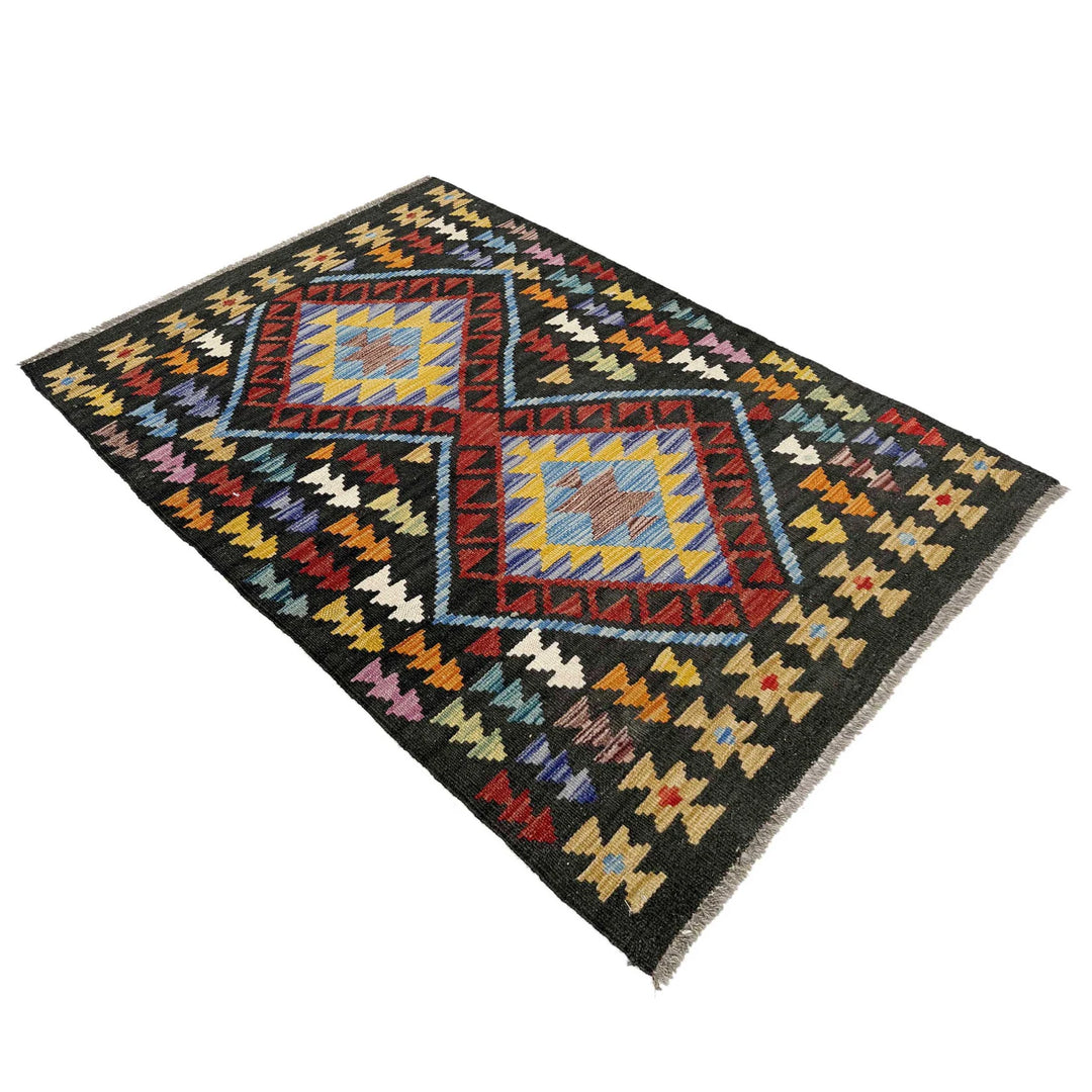 Afghan Vegetable Kilim Rug 2' 7" x 4' 0" Flat-Weave | No. AL724280