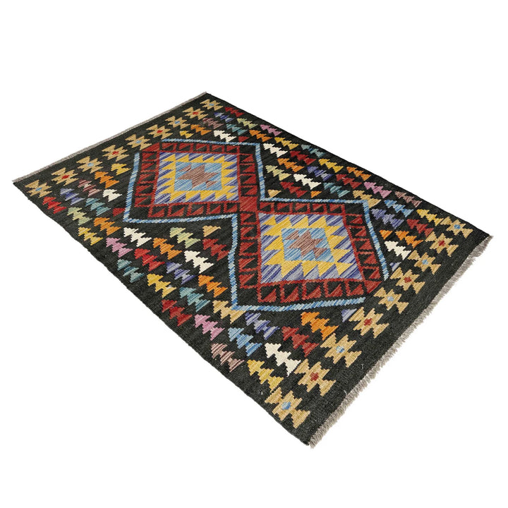 Afghan Vegetable Kilim Rug 2' 7" x 4' 0" Flat-Weave | No. AL724280