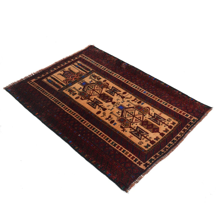 Beige Afghan Prayer Rug 2' 11" x 4' 3" Hand-Knotted | No. AL72445
