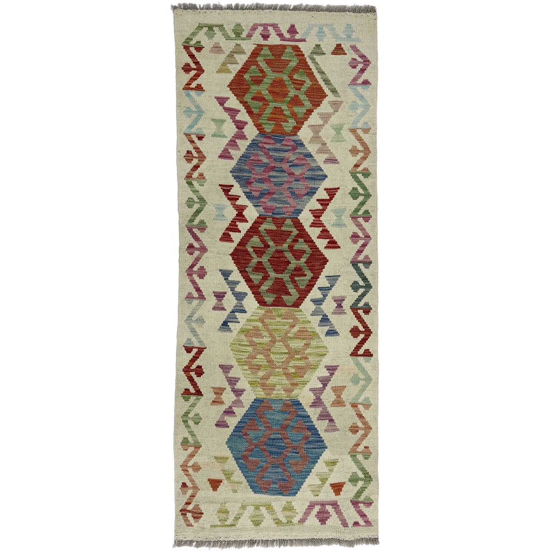 Afghan Vegetable Kilim Rug 2' 1" x 5' 7" Flat-Weave | No. AL724729