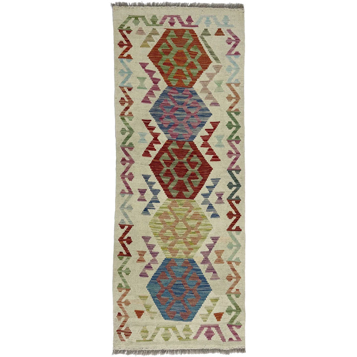 Afghan Vegetable Kilim Rug 2' 1" x 5' 7" Flat-Weave | No. AL724729