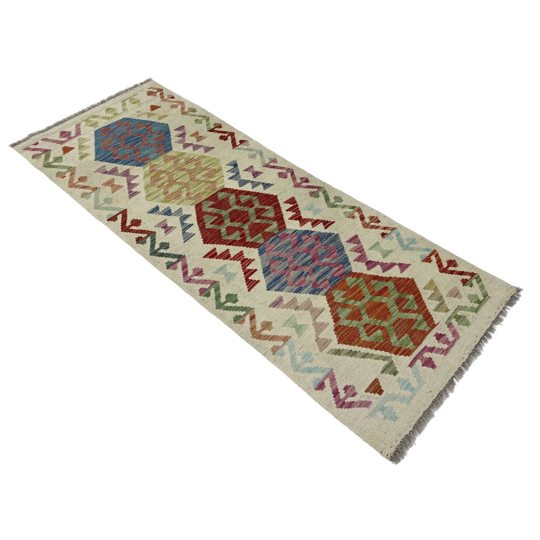 Afghan Vegetable Kilim Rug 2' 1" x 5' 7" Flat-Weave | No. AL724729