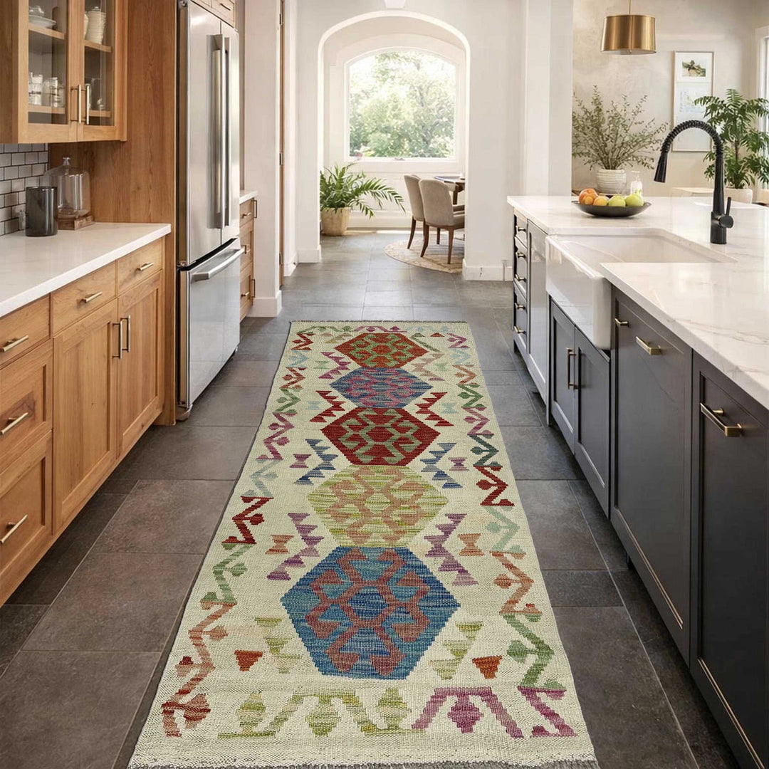 Afghan Vegetable Kilim Rug 2' 1" x 5' 7" Flat-Weave | No. AL724729