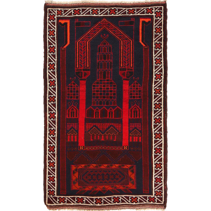 Afghan Prayer Rug 2' 9" x 5' 0" Hand-Knotted | No. AL72498