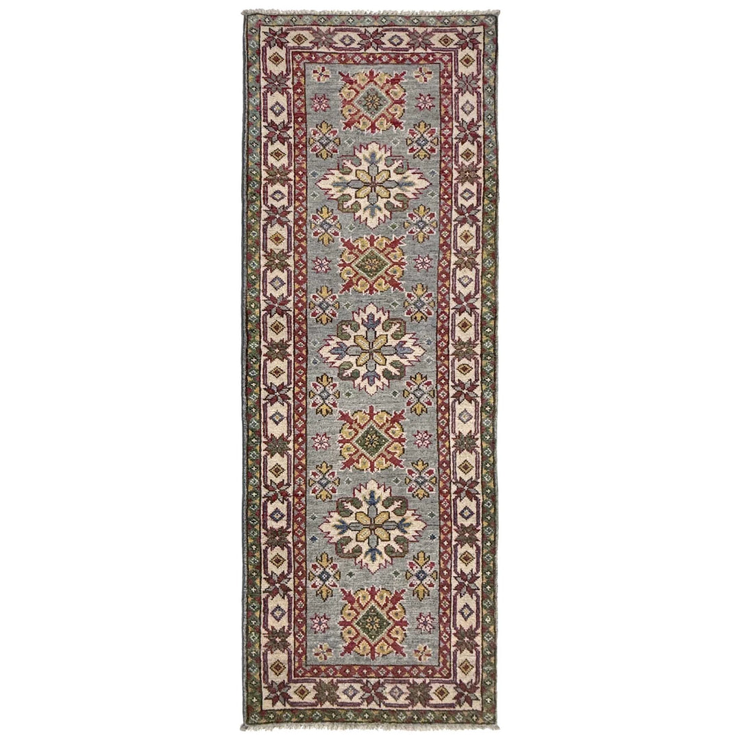 Grey Afghan Kazak Rug 2' 2" x 6' 1" Hand-Knotted | No. AL72514