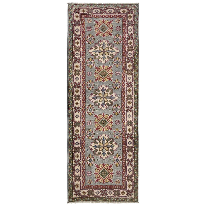 Grey Afghan Kazak Rug 2' 2" x 6' 1" Hand-Knotted | No. AL72514
