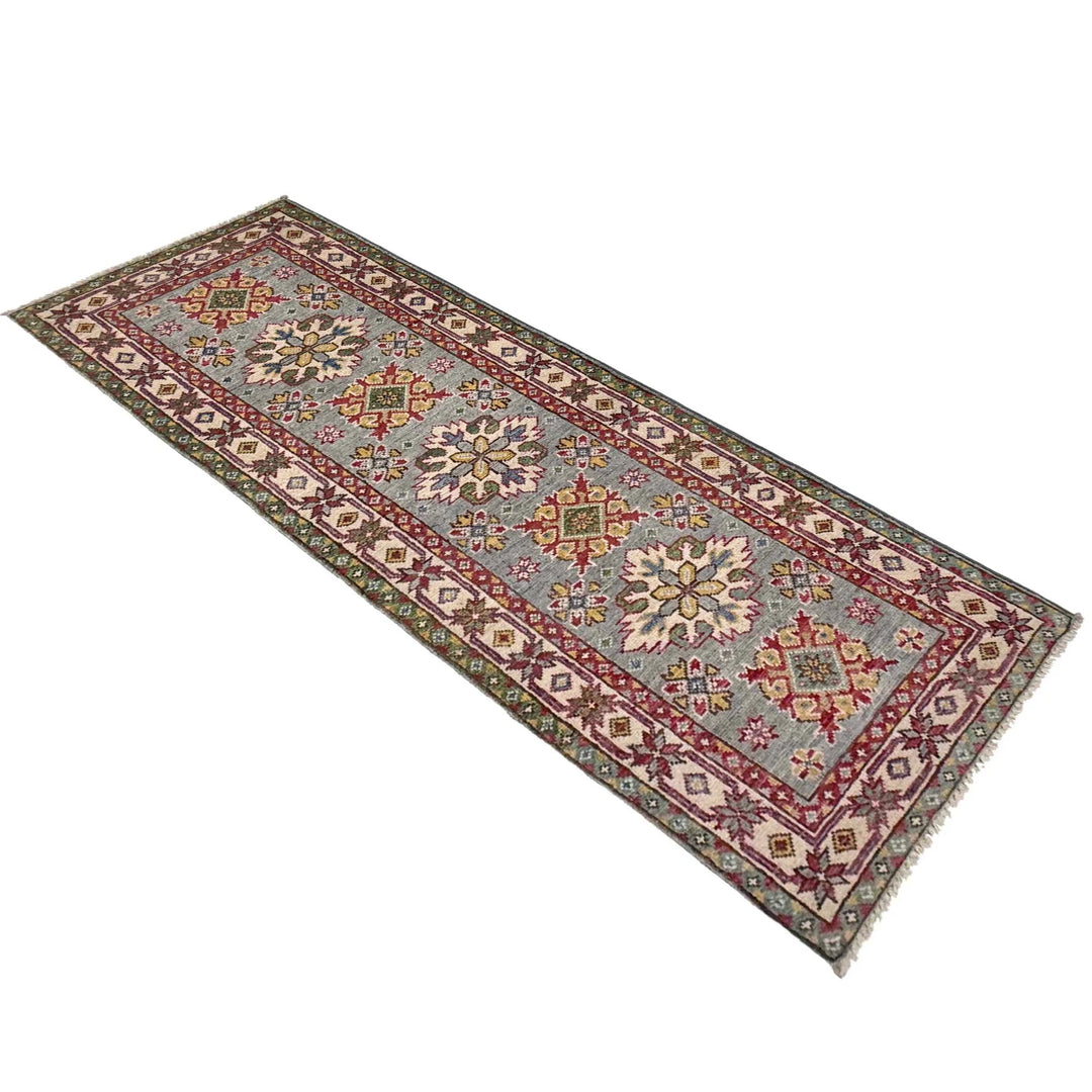 Grey Afghan Kazak Rug 2' 2" x 6' 1" Hand-Knotted | No. AL72514