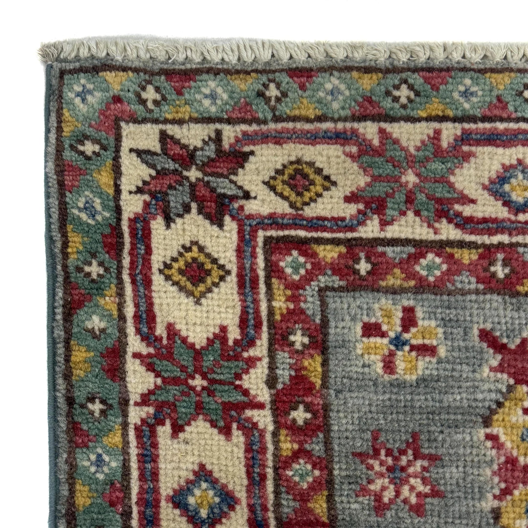 Grey Afghan Kazak Rug 2' 2" x 6' 1" Hand-Knotted | No. AL72514