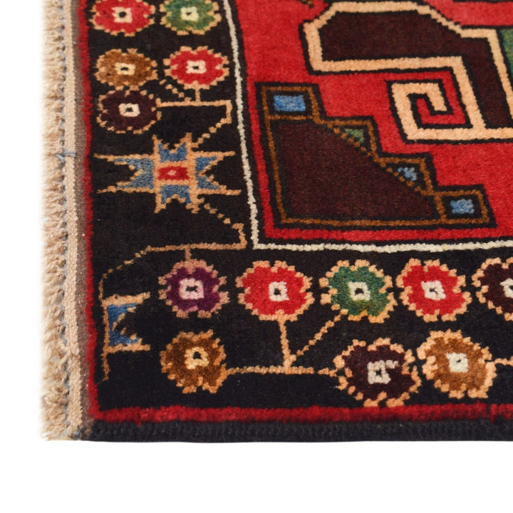 Red Afghan Baluchi Rug 2' 7" x 4' 3" Hand-Knotted | No. AL72527