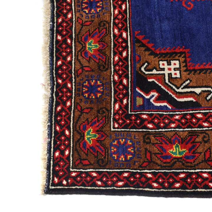 Blue Afghan Baluchi Rug 4' 4" x 6' 8" Hand-Knotted | No. AL72531