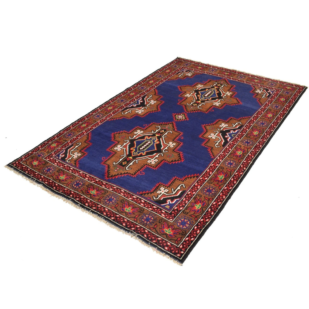 Blue Afghan Baluchi Rug 4' 4" x 6' 8" Hand-Knotted | No. AL72531