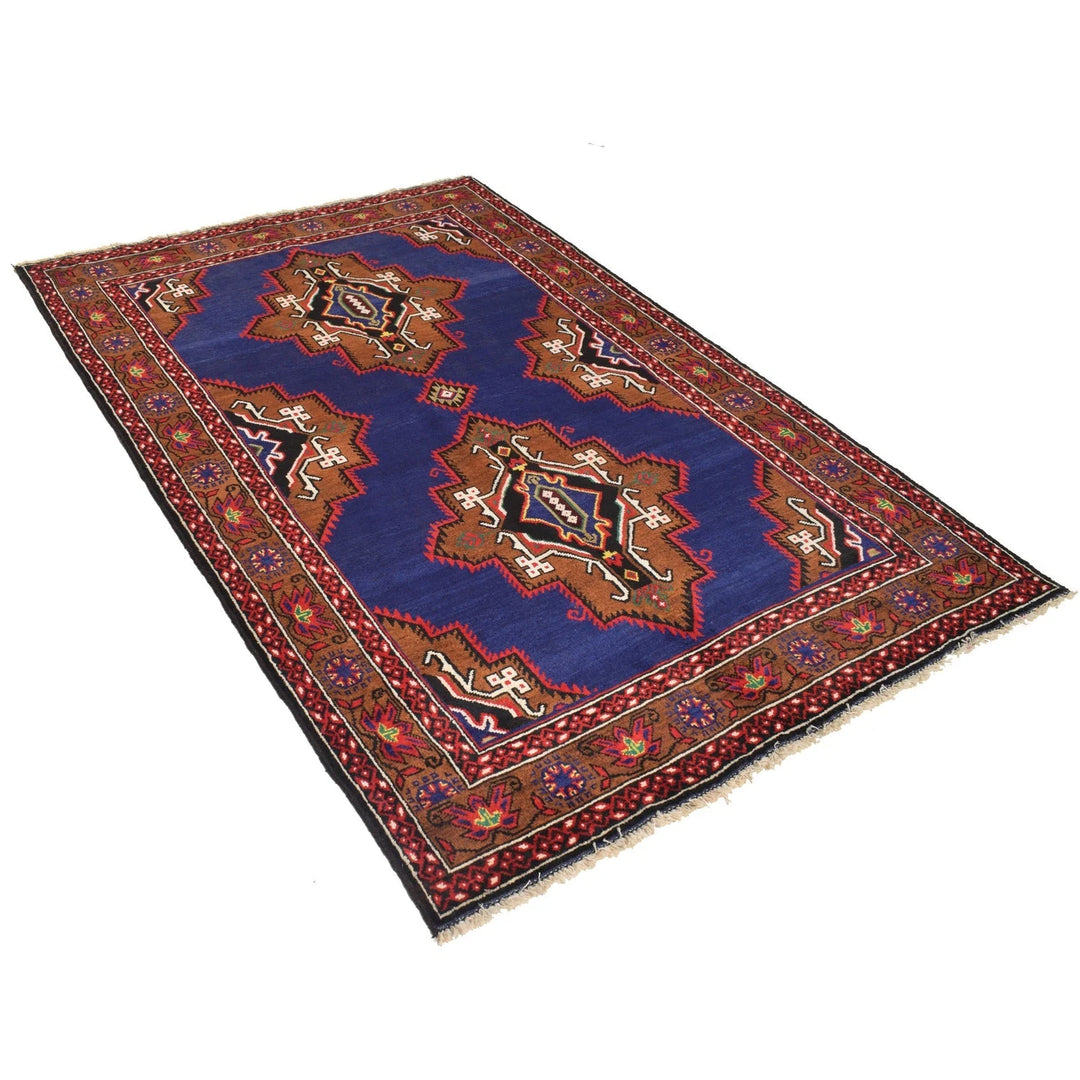 Blue Afghan Baluchi Rug 4' 4" x 6' 8" Hand-Knotted | No. AL72531