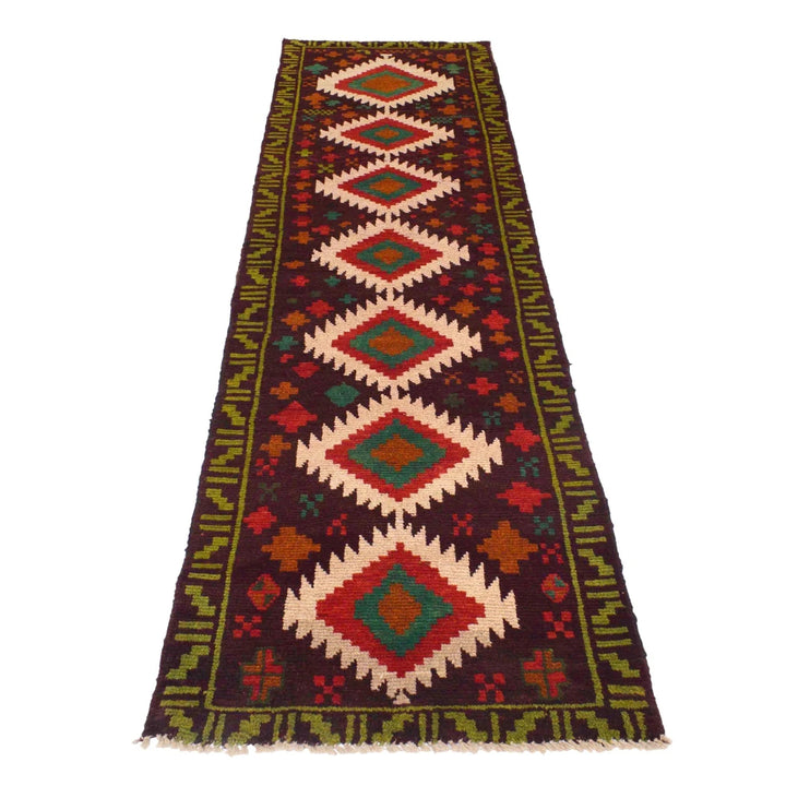 Afghan Baluchi Runner 2' 5" x 9' 7" Hand-Knotted | No. AL72626