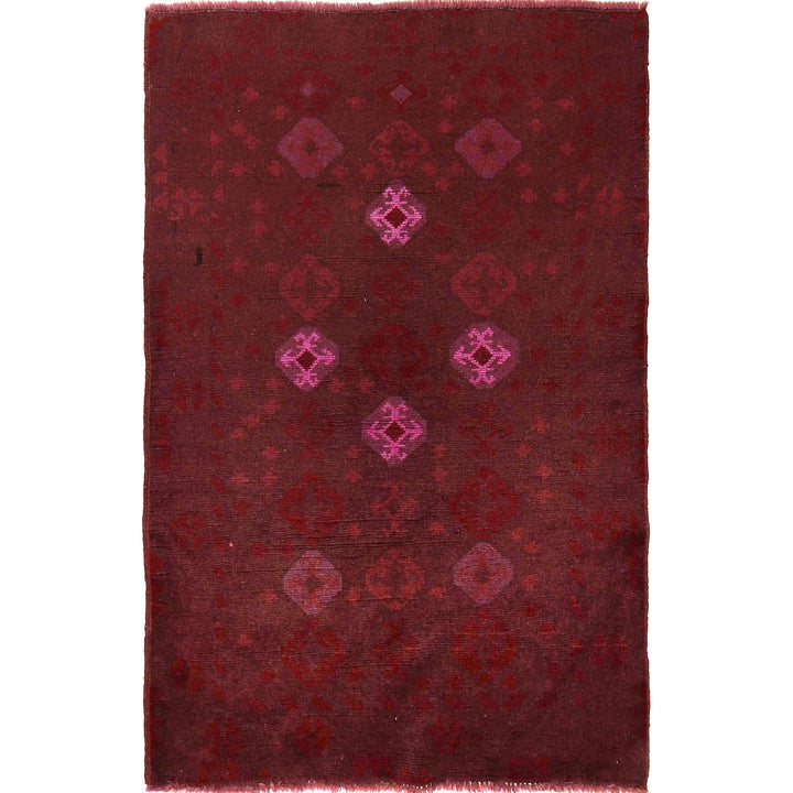 Pink Pakistani Overdye Rug 3' 1" x 4' 9" Hand-Knotted | No. AL72629