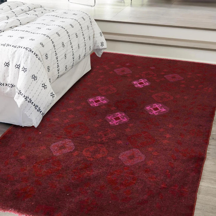 Pink Pakistani Overdye Rug 3' 1" x 4' 9" Hand-Knotted | No. AL72629