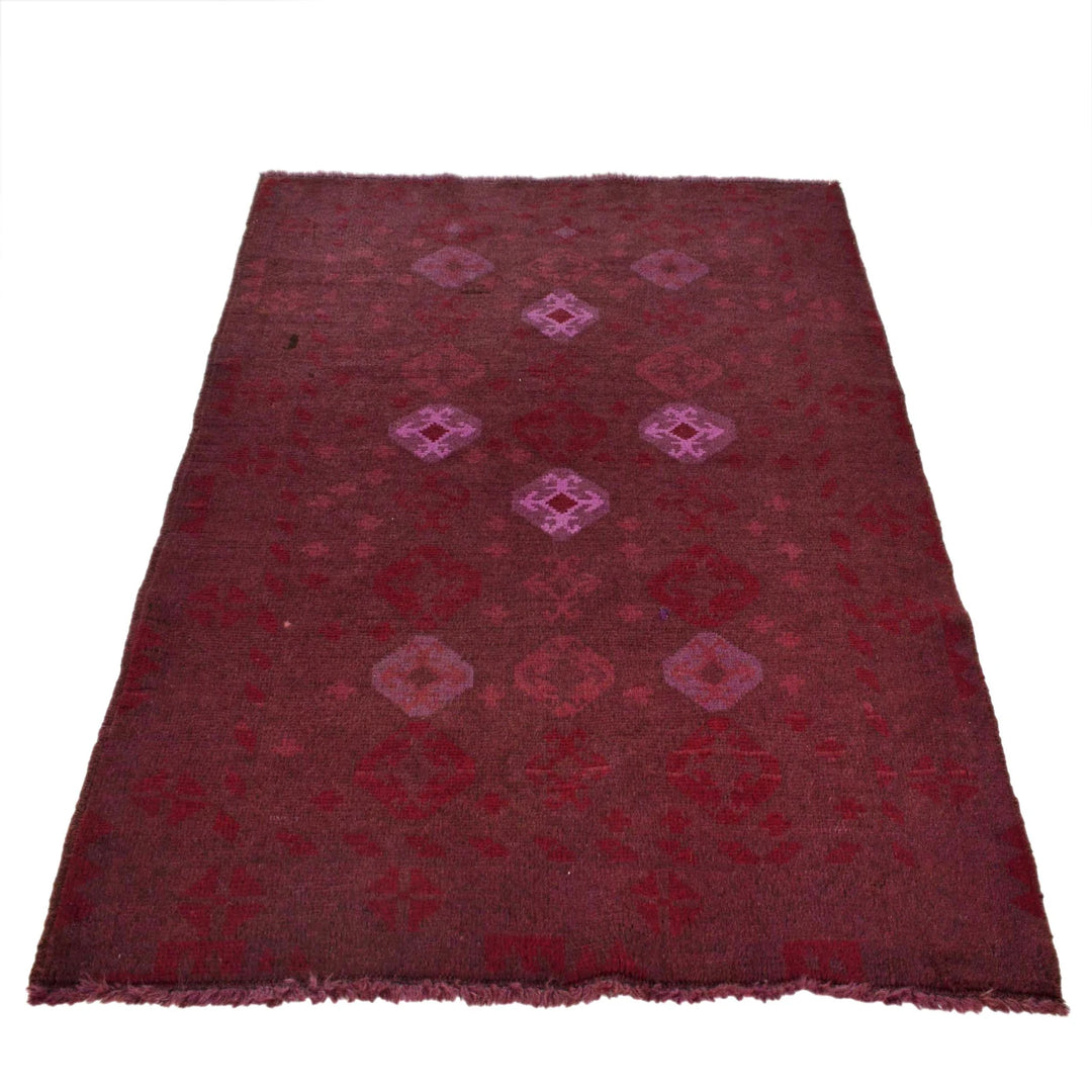 Pink Pakistani Overdye Rug 3' 1" x 4' 9" Hand-Knotted | No. AL72629