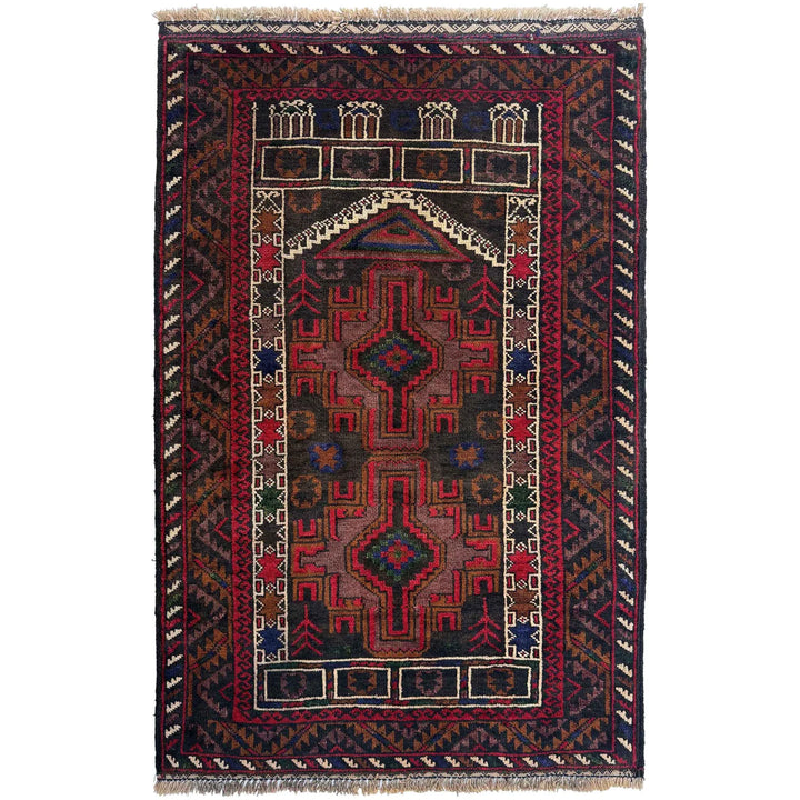 Afghan Tribal Prayer Rug 2' 9" x 4' 0" Hand-Knotted | No. AL72712