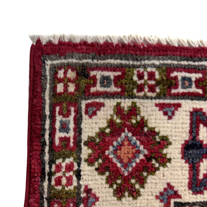Red Afghan Kazak Rug 2' 8" x 4' 2" Hand-Knotted | No. AL72738