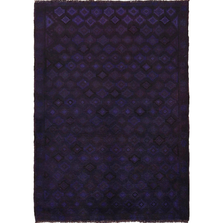 Purple Pakistani Overdye Rug 3' 4" x 4' 9" Hand-Knotted | No. AL72750