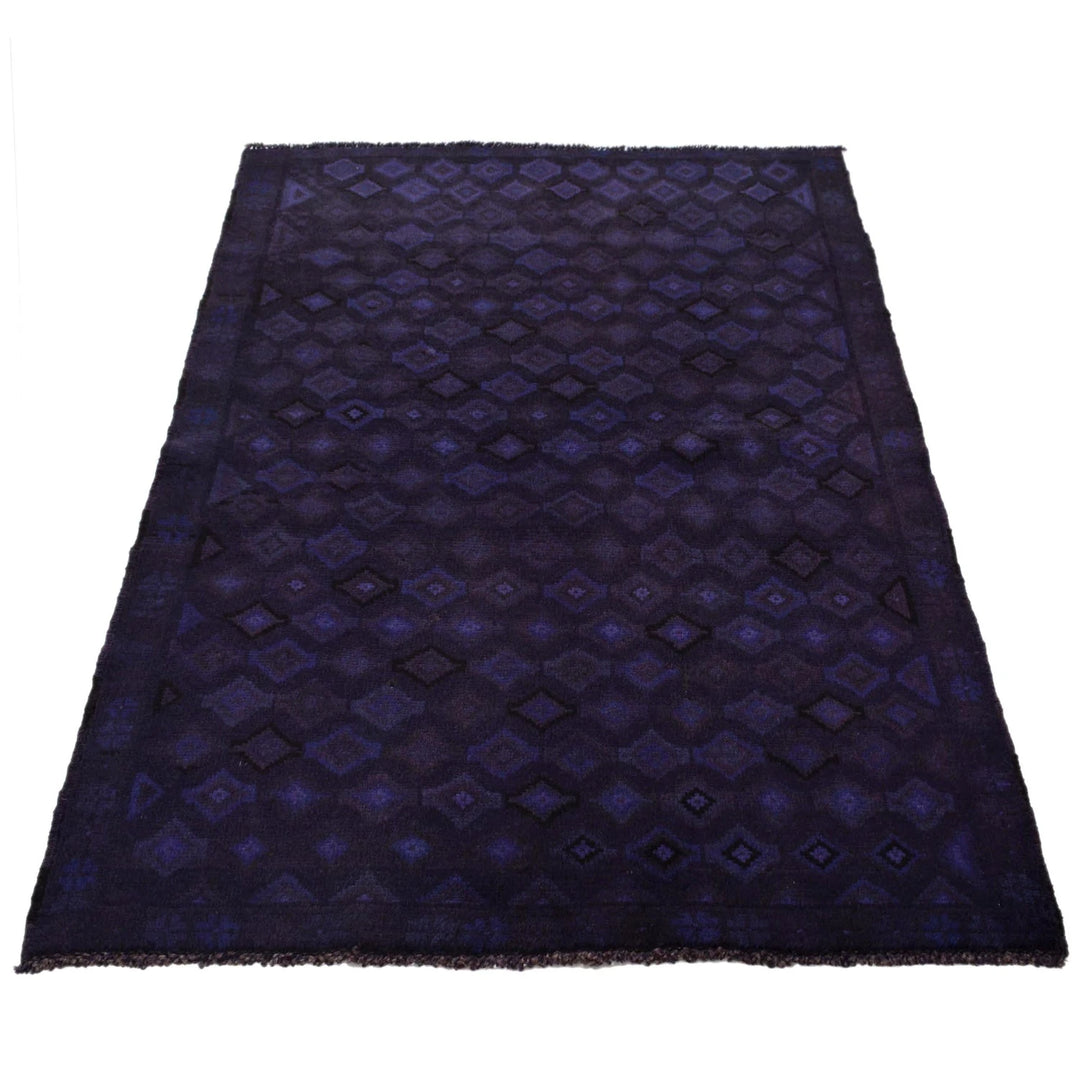 Purple Pakistani Overdye Rug 3' 4" x 4' 9" Hand-Knotted | No. AL72750