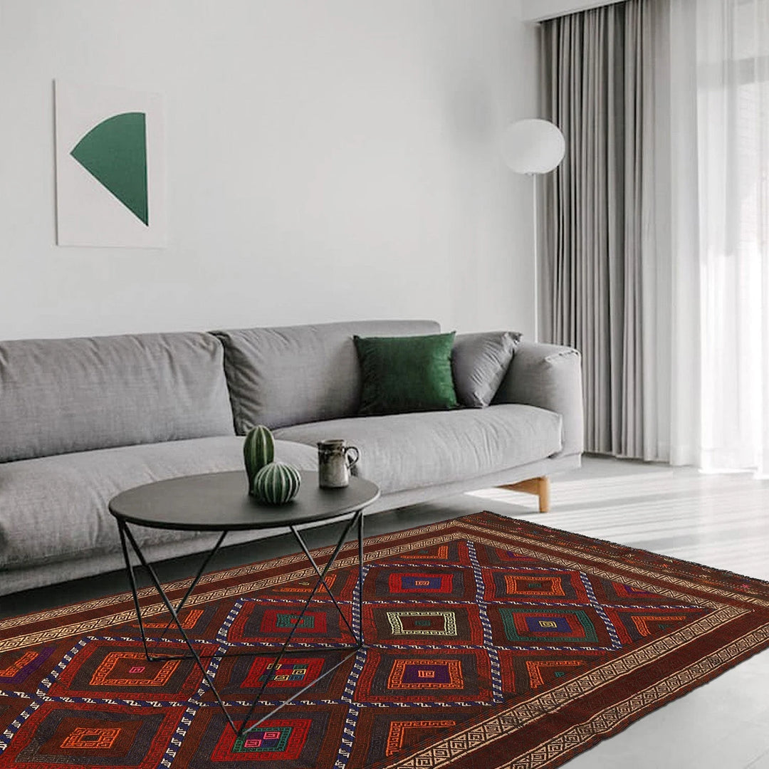 Afghan Kilim Rug 4' 7" x 9' 0" Flat-Weave | No. AL72797
