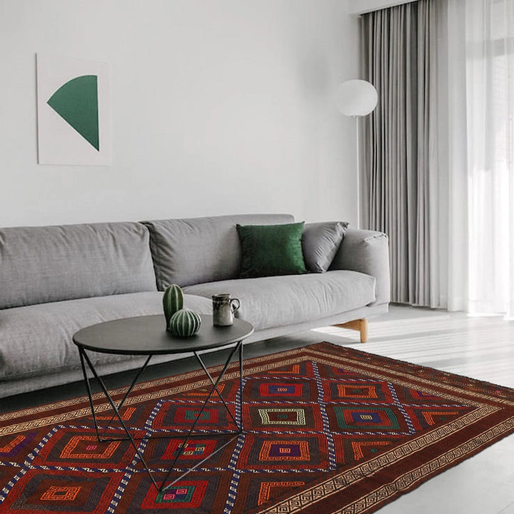Afghan Kilim Rug 4' 7" x 9' 0" Flat-Weave | No. AL72797