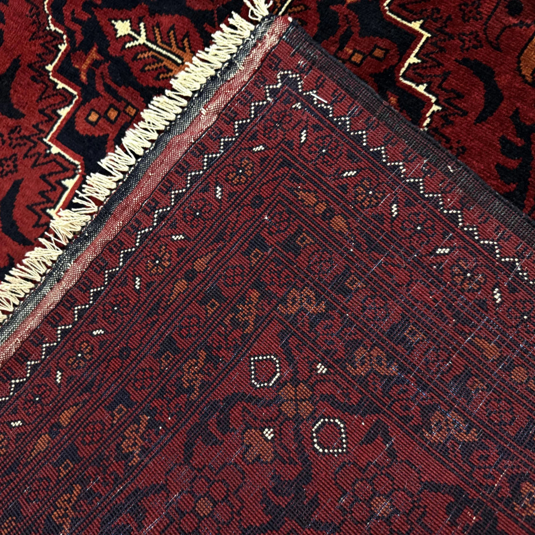 Red Afghan Khal Mohammadi Rug 6' 6" x 8' 6" Hand-Knotted | No. AL72876