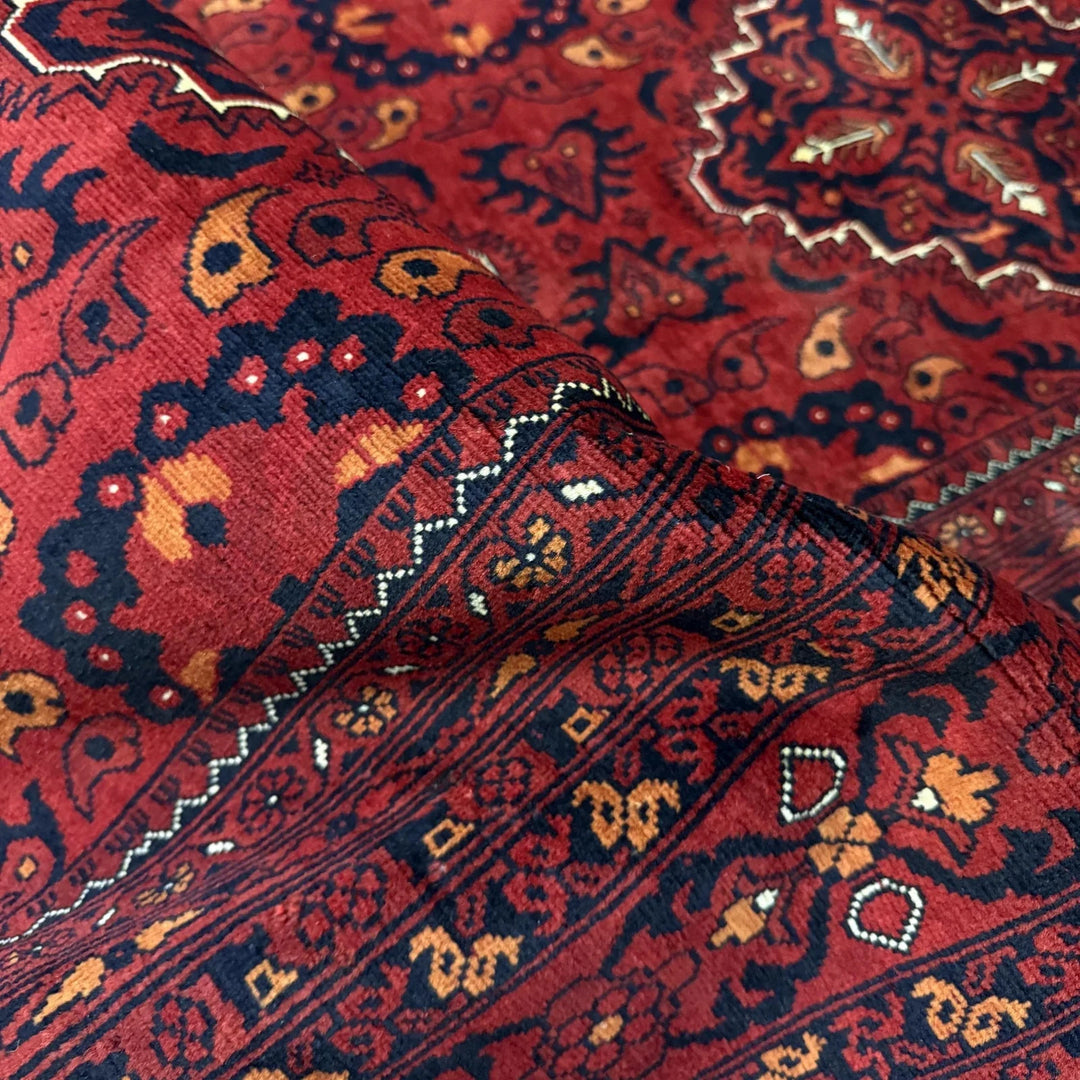 Red Afghan Khal Mohammadi Rug 6' 6" x 8' 6" Hand-Knotted | No. AL72876