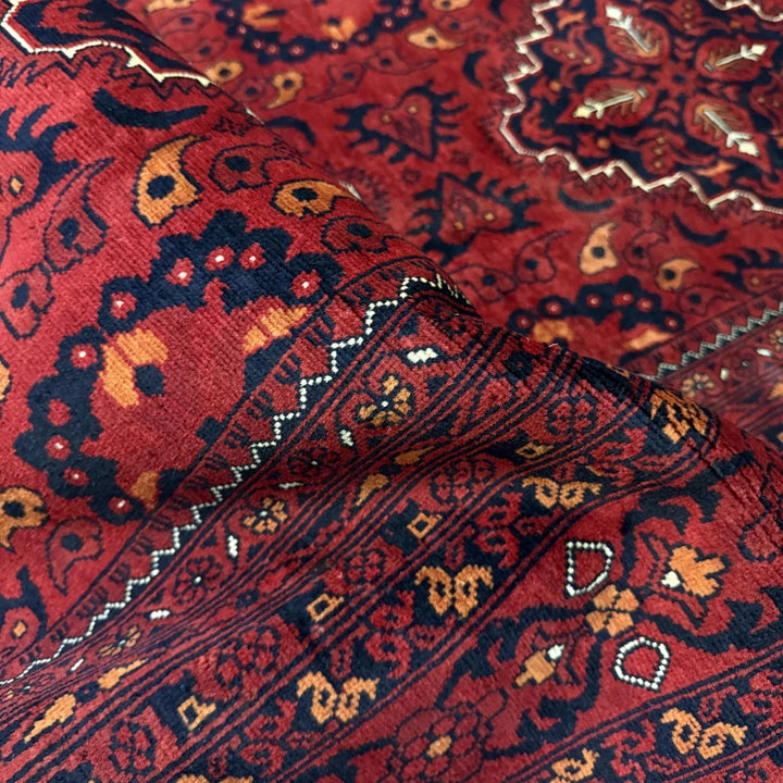 Red Afghan Khal Mohammadi Rug 6' 6" x 8' 6" Hand-Knotted | No. AL72876