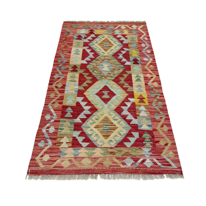 Afghan Vegetable Kilim Rug 2' 6" x 4' 5" Flat-Weave | No. AL728774