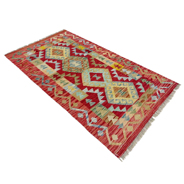 Afghan Vegetable Kilim Rug 2' 6" x 4' 5" Flat-Weave | No. AL728774