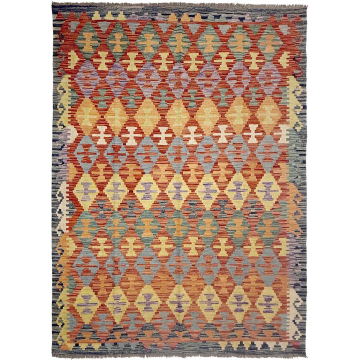 Afghan Vegetable Kelim Rug 6' 0" x 8' 1" Flat-Weave | No. AL728778