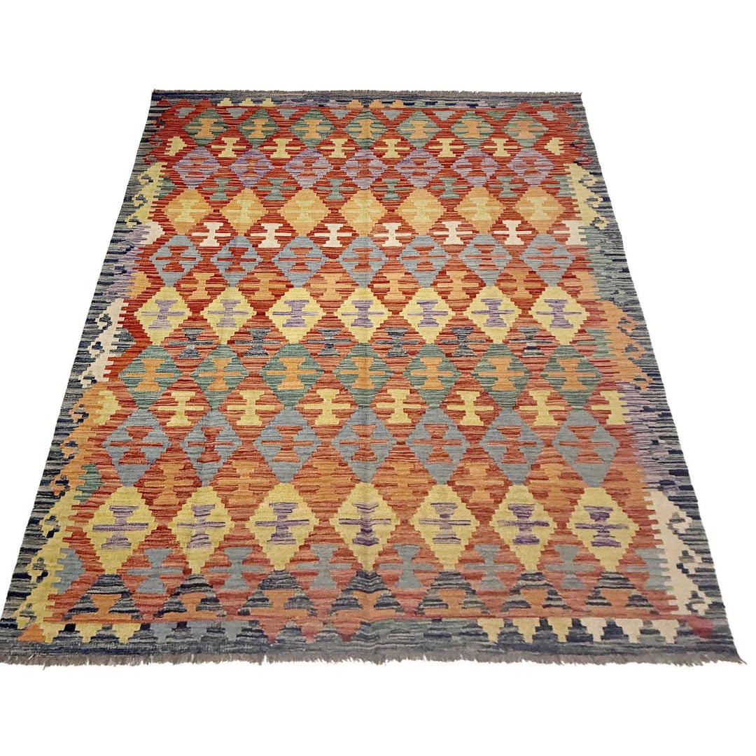 Afghan Vegetable Kelim Rug 6' 0" x 8' 1" Flat-Weave | No. AL728778