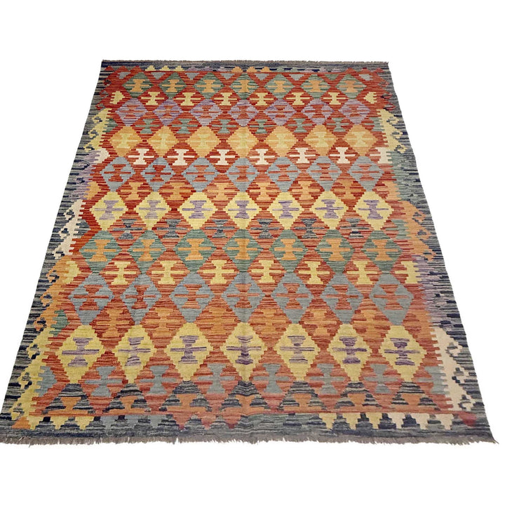 Afghan Vegetable Kelim Rug 6' 0" x 8' 1" Flat-Weave | No. AL728778