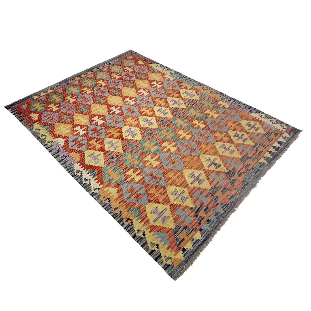 Afghan Vegetable Kelim Rug 6' 0" x 8' 1" Flat-Weave | No. AL728778