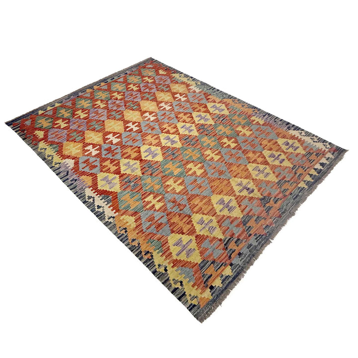 Afghan Vegetable Kelim Rug 6' 0" x 8' 1" Flat-Weave | No. AL728778