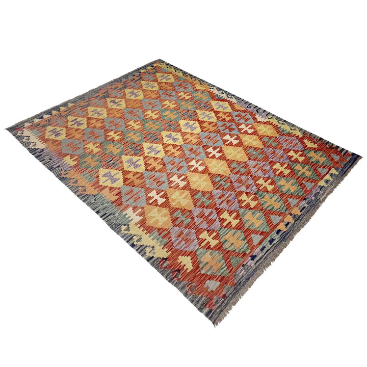 Afghan Vegetable Kelim Rug 6' 0" x 8' 1" Flat-Weave | No. AL728778