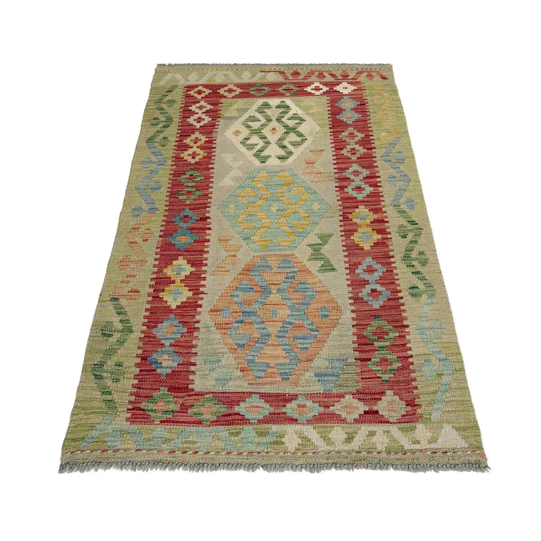 Afghan Vegetable Kilim Rug 2' 9" x 4' 11" Flat-Weave | No. AL728864