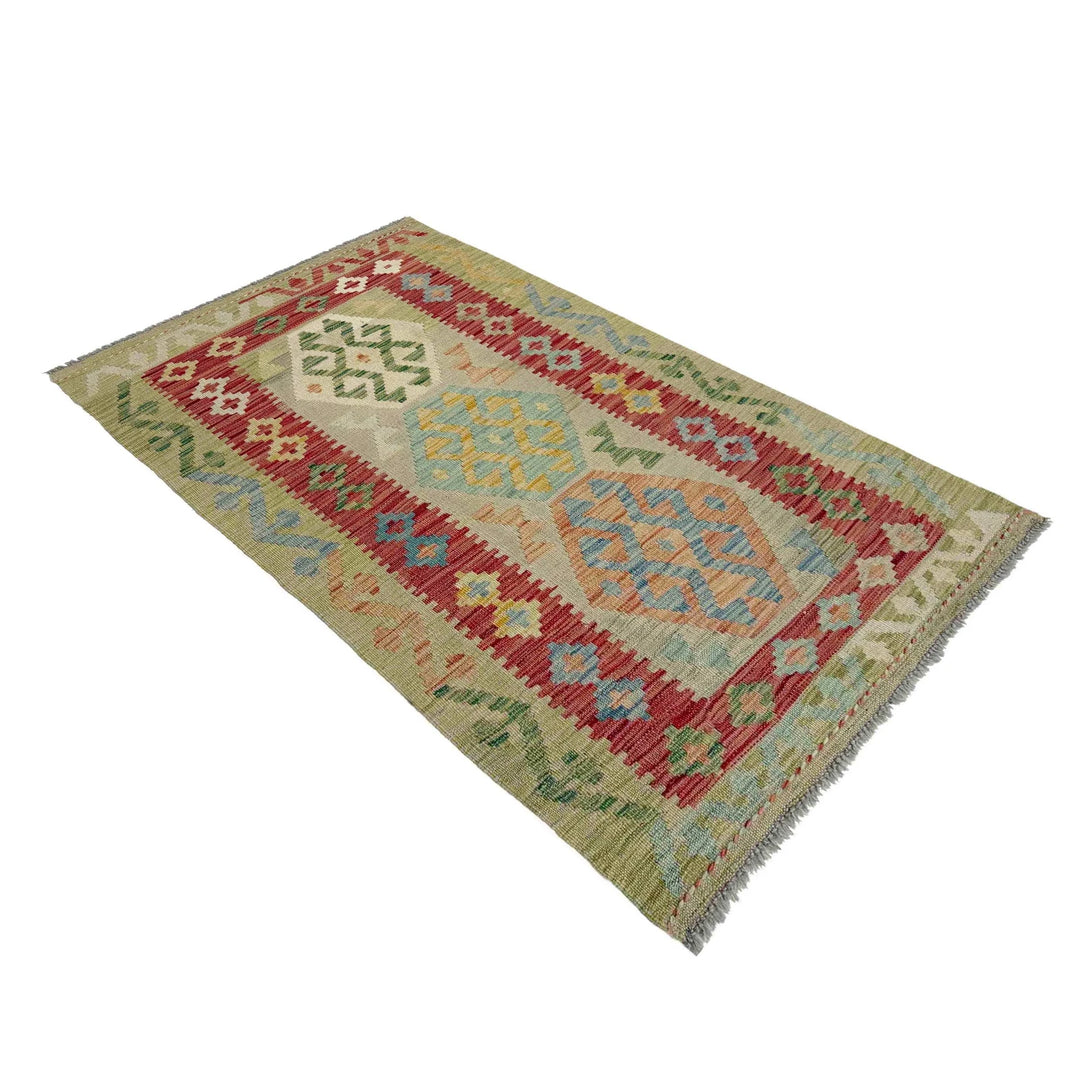 Afghan Vegetable Kilim Rug 2' 9" x 4' 11" Flat-Weave | No. AL728864