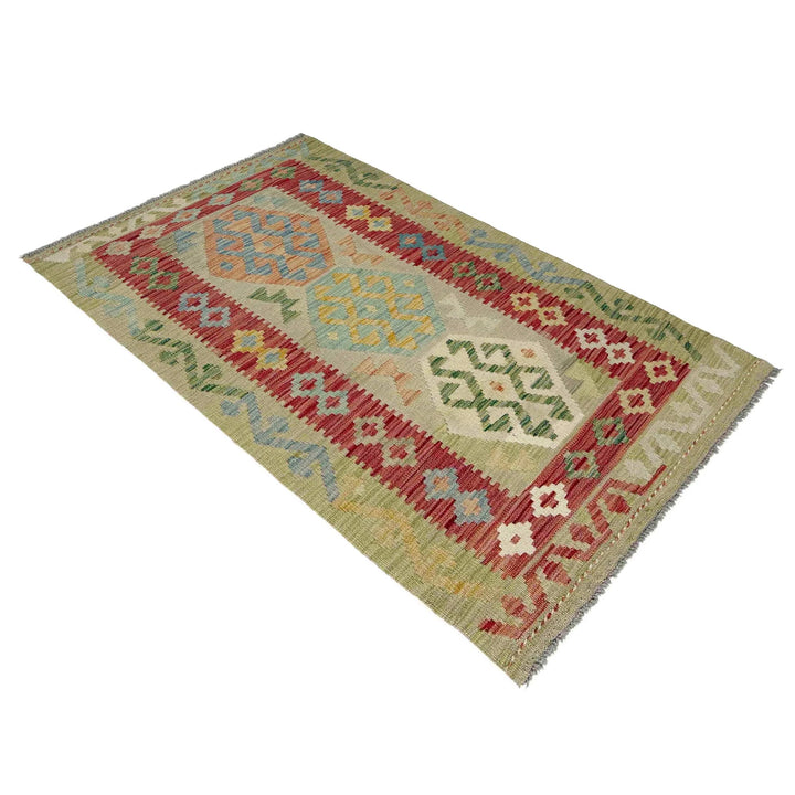 Afghan Vegetable Kilim Rug 2' 9" x 4' 11" Flat-Weave | No. AL728864