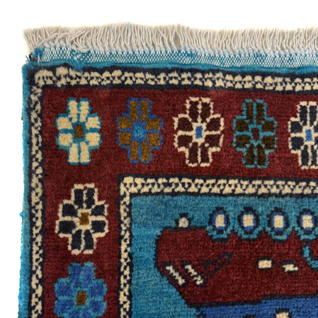 Blue Afghan War Rug 2' 9" x 4' 4" Hand-Knotted | No. AL72937