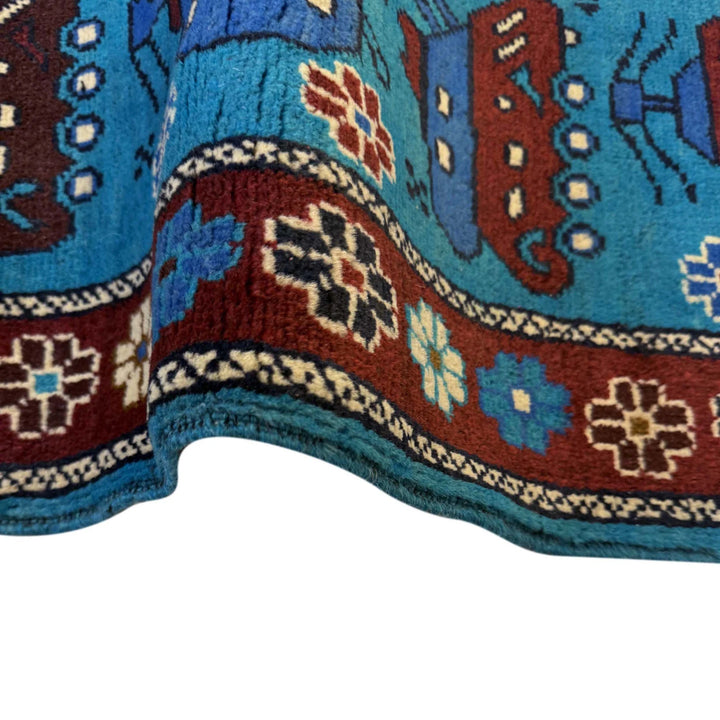 Blue Afghan War Rug 2' 9" x 4' 4" Hand-Knotted | No. AL72937